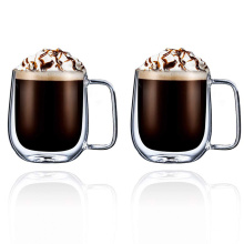 Double-Layer Glass Coffee Cup with Handle, Heat-Insulating and Anti-Scalding Glass